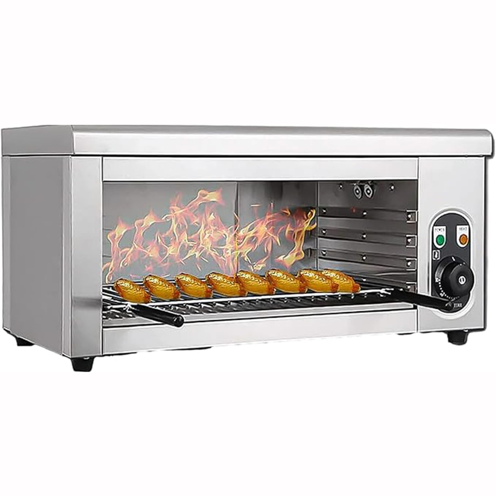 Kommerzieller Salamander Broiler, 2000 W Hochleistungs-Küchenofen zum Schmelzen, Toasten und Grillen, einstellbare Temperatur, Edelstahl