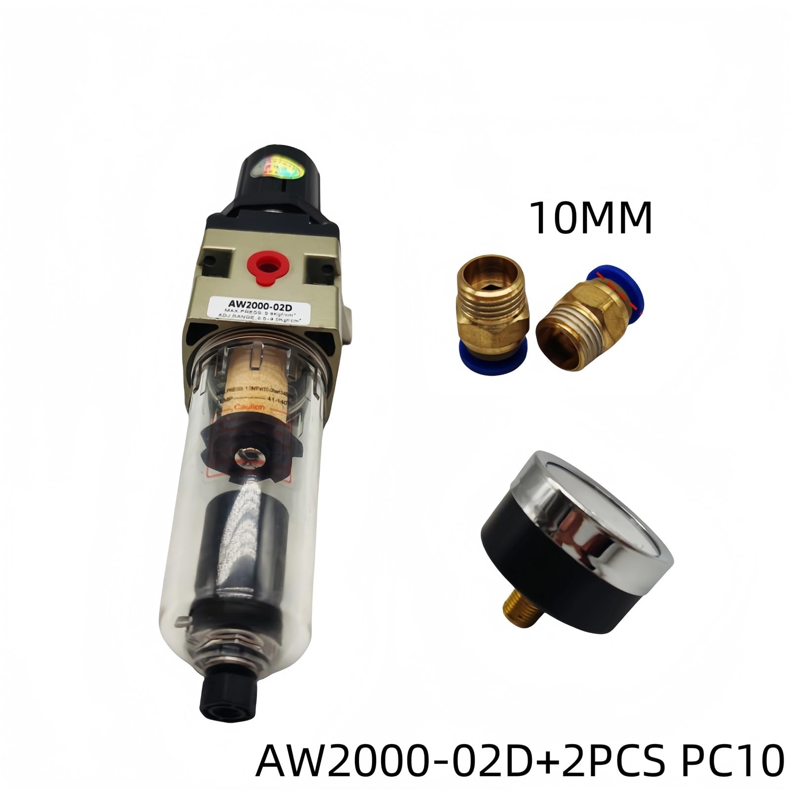 AW2000-02D sprężarka pneumatyczna z automatycznym spustem, filtrem powietrza, regulatorem ciśnienia i separatorem oleju i wody do kompresji powietrza (AW2000-02D PC10, Fiber Core)