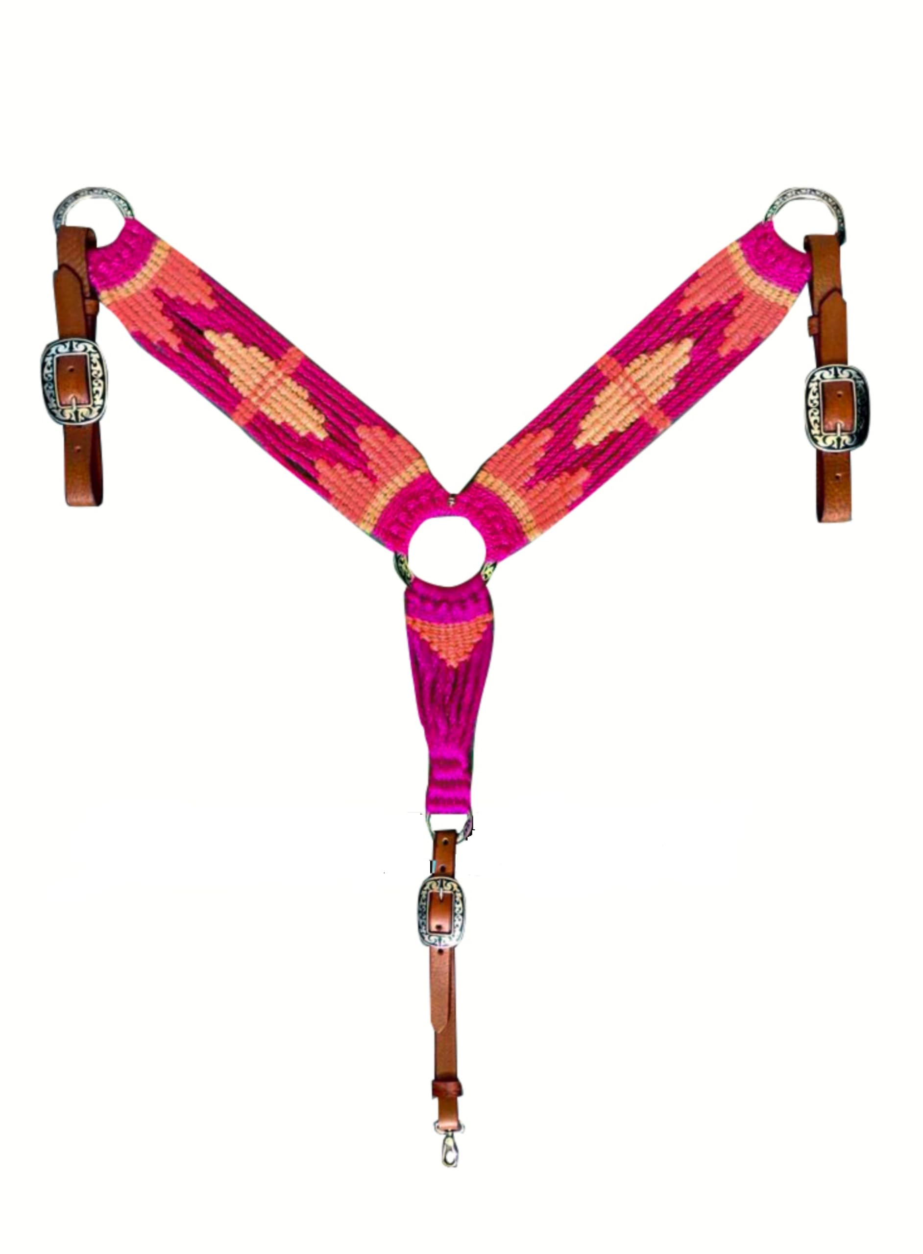 Cheval's International Western Mohair Pferde-Brustgeschirr, handgefertigtes Woll- & Leder-Reitsattelzubehör, verstellbar, langlebig