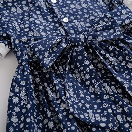 Girls Elegant Summer Navy Smocked Clothing Kids Toddler Smock Casual Dresses Size 3 4 5 6 8 10 124