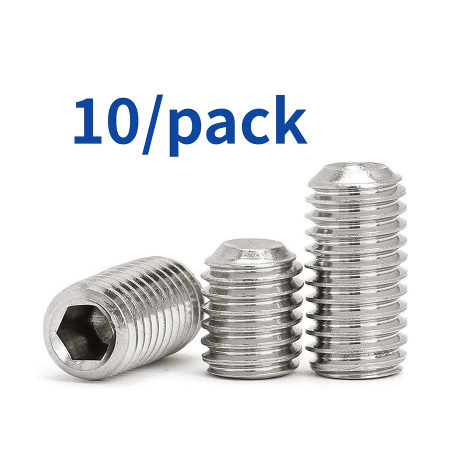 Tornillos de fijación hexagonales de cabeza ciega, Tornillo de fijación hexagonal con punta plana, cabeza Allen M1.6 a M16, 2-70 mm, acero inoxidable 304, paquete de 10(60mm,M12)