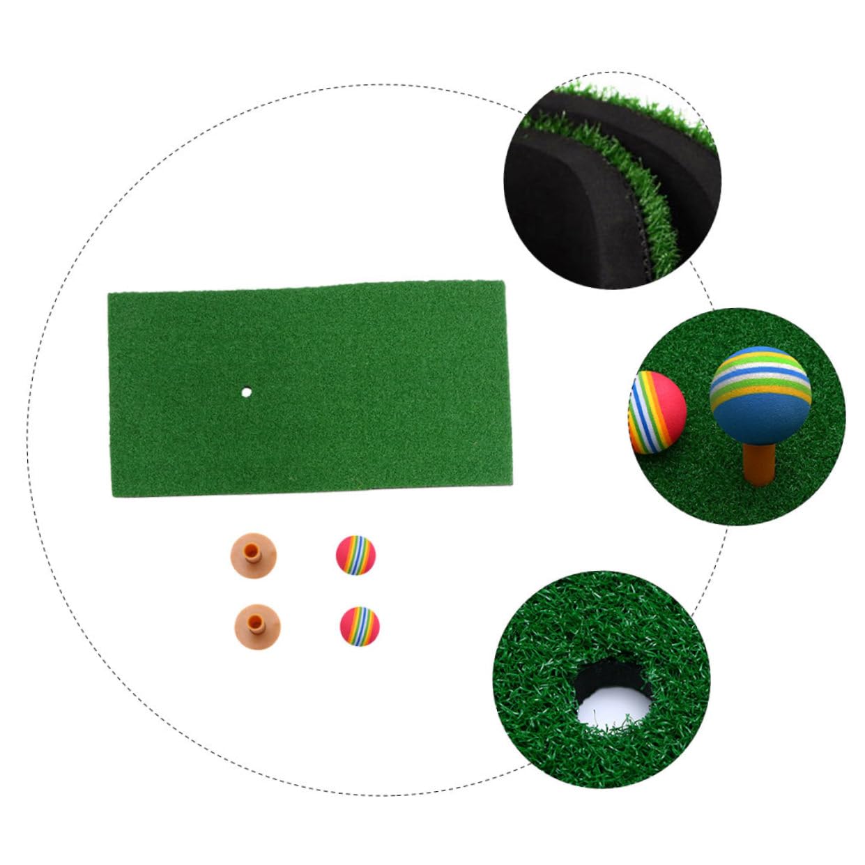 Tapete de Práctica de Golf Verde 5 Piezas Césped PP