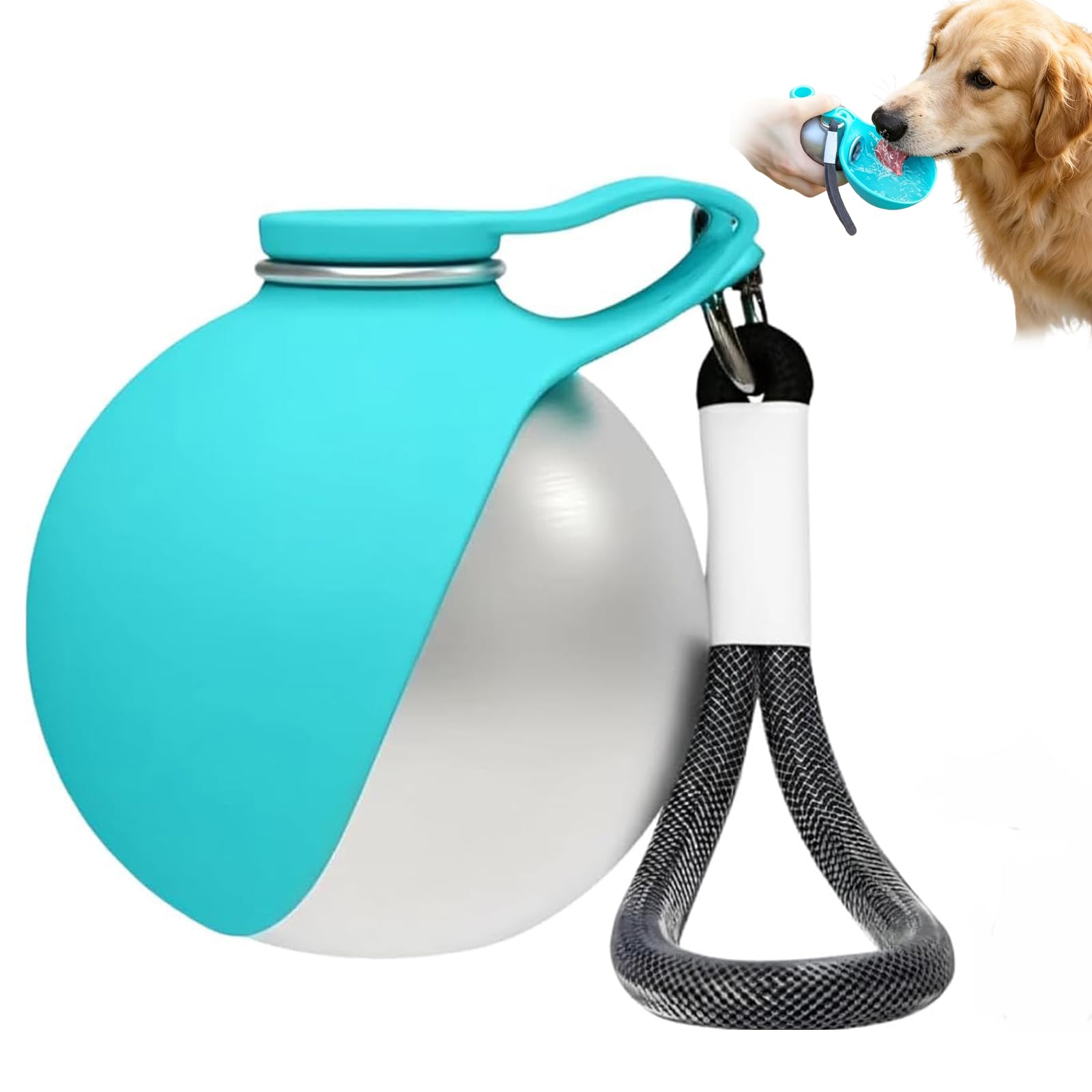 Foldable Pet Water Bottle for Travel, 2 in 1 Portable Dog Drink Water Container with Silicone Bowl, 285ml LeakProof Dog Water Bottle for Walks, Hikes, Road Trips, Park Visits, Travel (Blue)