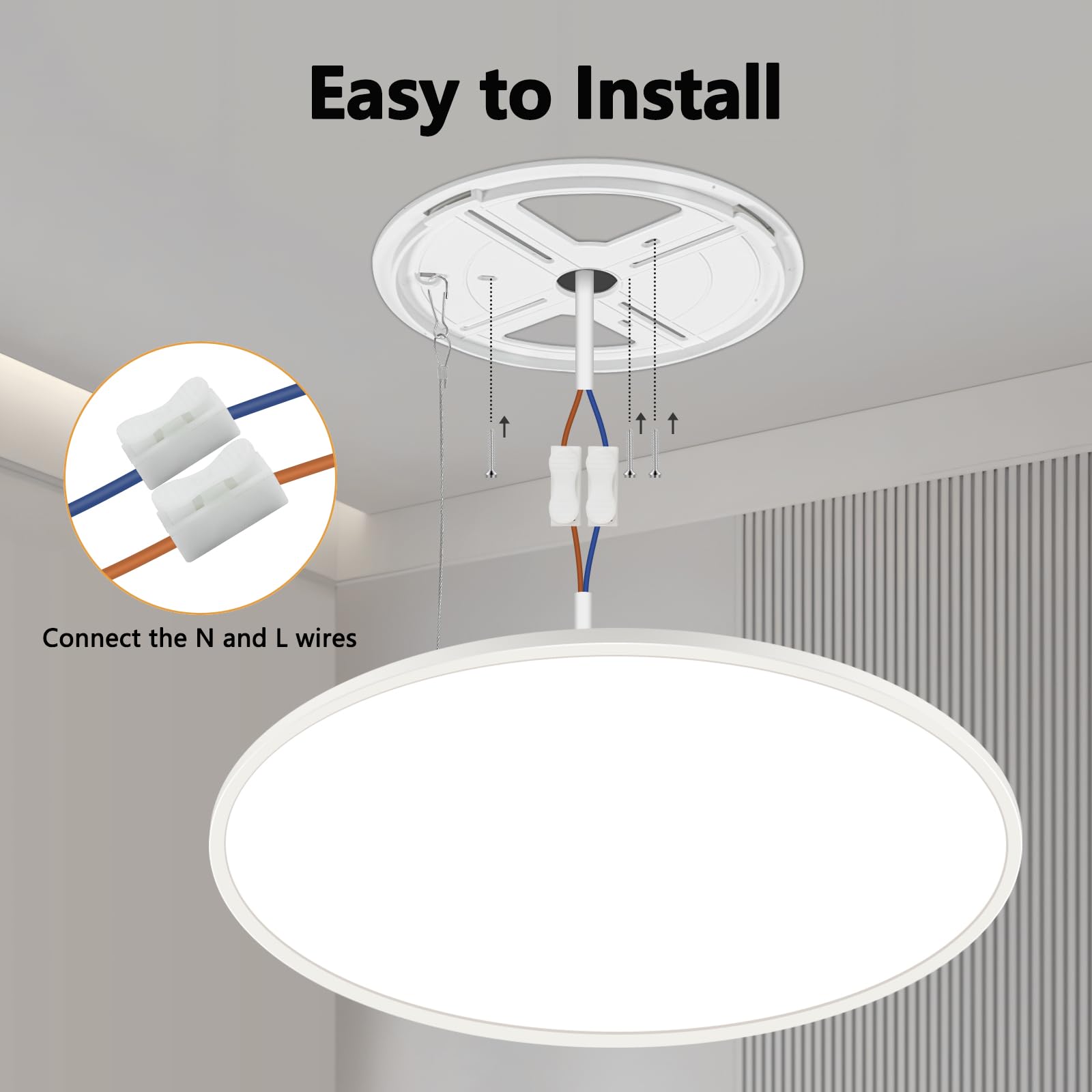 40W LED Deckenleuchte Flach Dimmbar, Ø50CM Deckenlampe mit Fernbedienung, 3000-6500K Modern Ultra Dünn, Rund Deckenleuchten Dimmbar für Wohnzimmer Schlafzimmer Kinderzimmer Büro Küche, Weiß