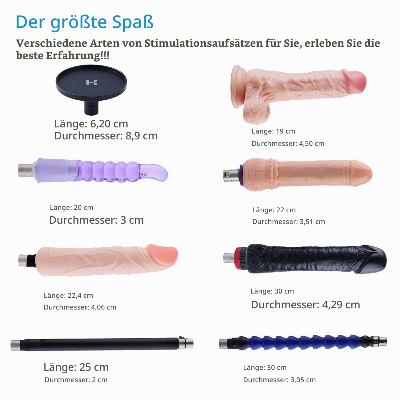 Sexmaschine, Fickmaschine mit 8 Zubehörteilen, Durchmesser 8,9 cm Liebesmaschine Adapter, Erwachsene Sexspielzeug für Frauen Vagina Anal Orgasmus, 3XLR Riesiger Penis zur G-Punkt-Stimulation …