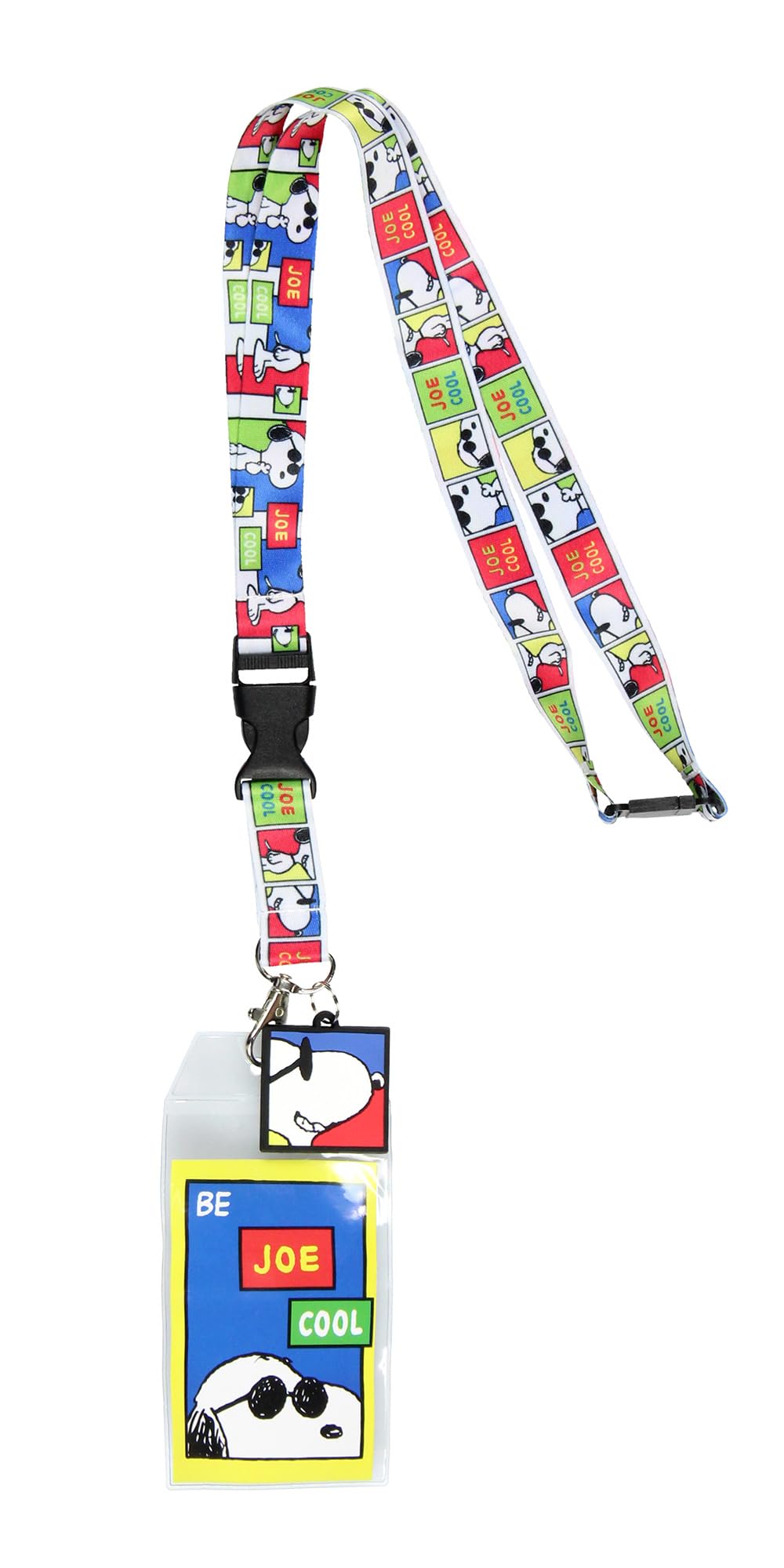 Smycz z orzeszkami ziemnymi Snoopy Be Joe Cool Comic Strip Breakaway ID Smycz Uchwyt na odznakę Postać Snoopy 3,2 cm Gumowa zawieszka