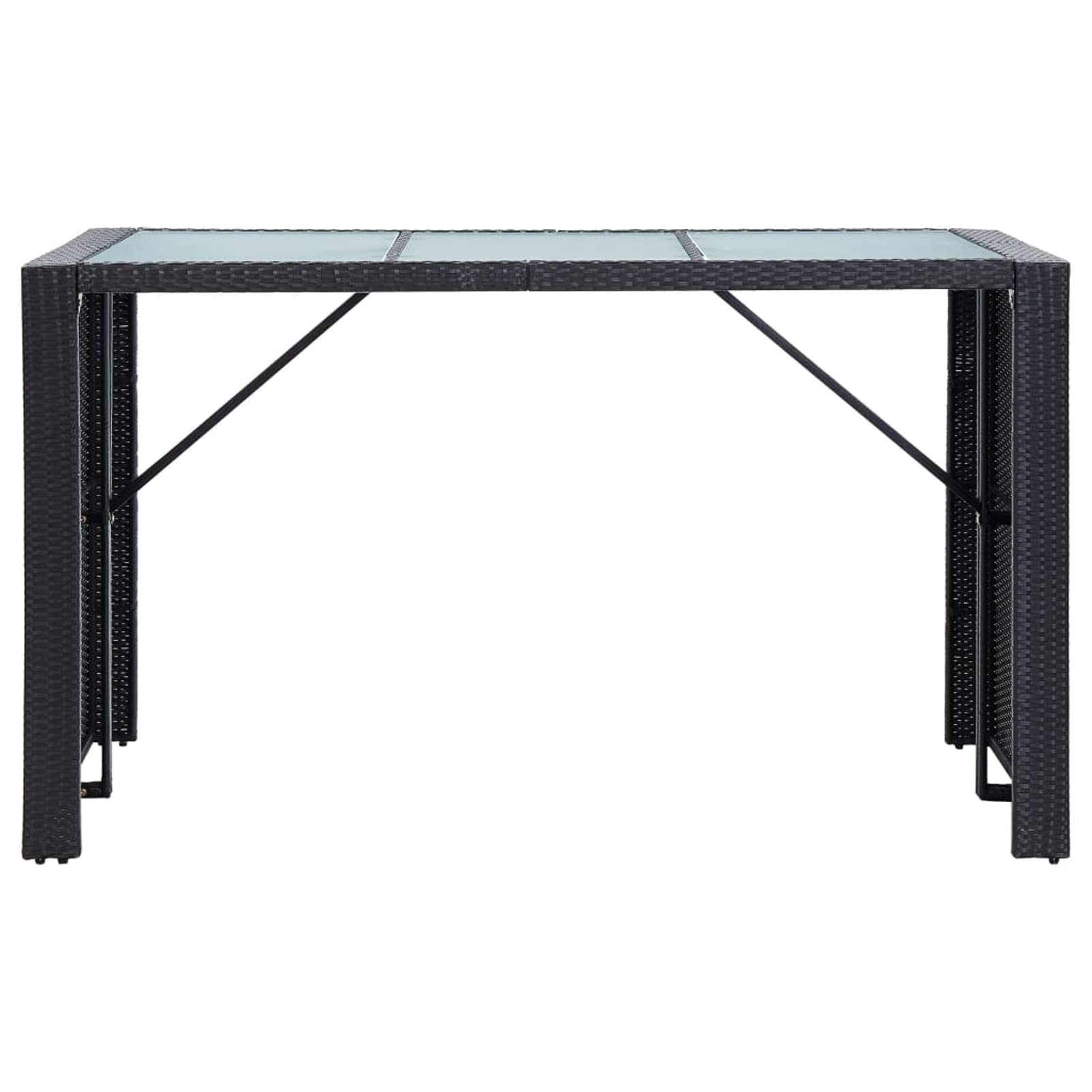 Juego de Bar de Rattan Sintético, 3 Piezas de Cristal Templado, Estructura de Acero, para Exterior, Jardín y Terraza Modelo DYEEG-FN-49560ES
