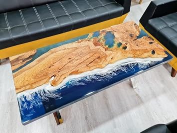Personalized Large EPOXY Table, Resin Dining Table for 2, 4, 6, 8 River Dining Table, Wood Epoxy Coffee Table Top, Living Room Table 28.5" Inches Tall, 36 x 24inches