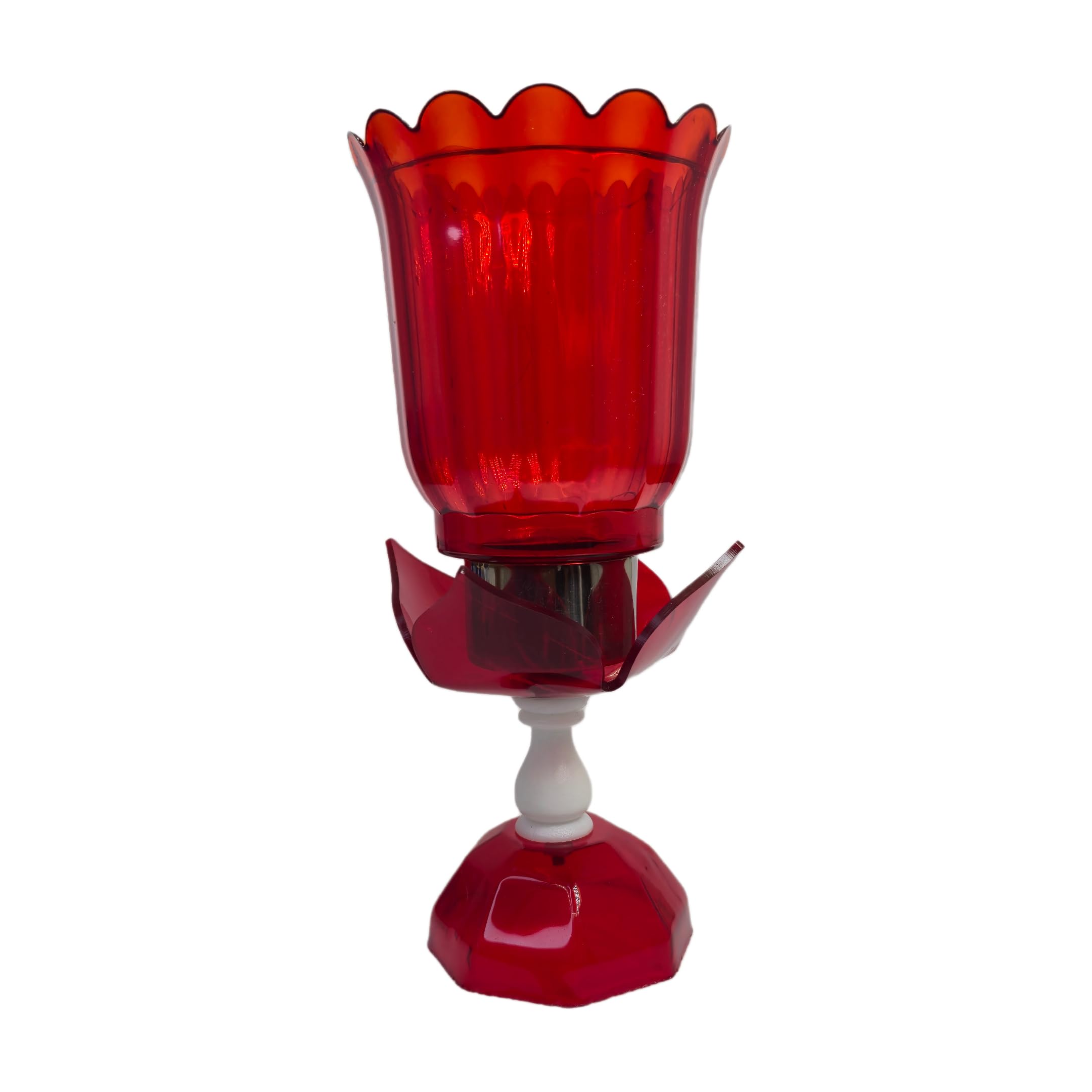 Elegant Red Candle Stand with 2 Free Candles – Religious Decor & Prayer Gift | Lotus-Inspired Design for Altar, Home & Festivals-image-24