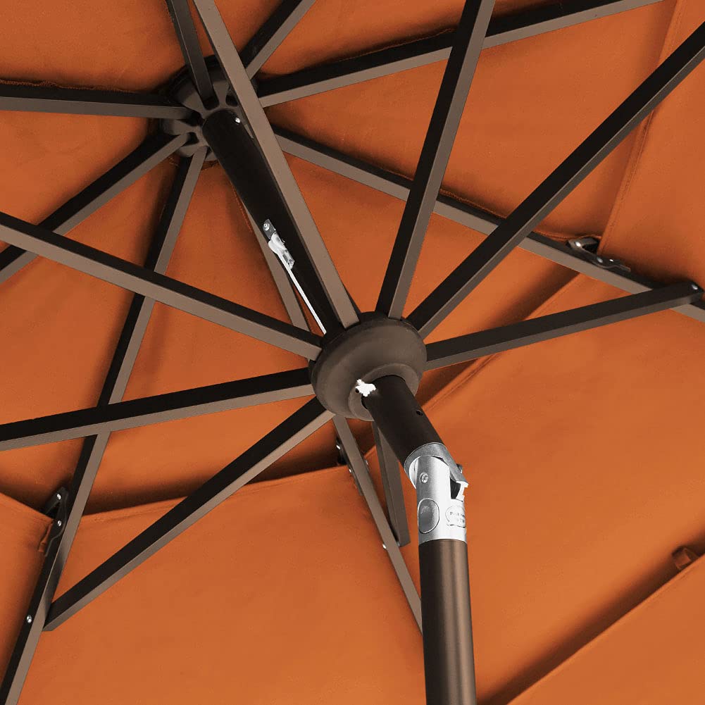 EliteShade 9Ft 3 Tiers Market Umbrella Patio Umbrella Outdoor Table Umbrella with Ventilation and 5 Years Non-Fading Top,Rust