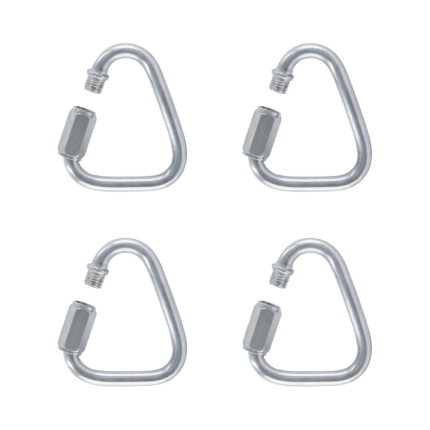 4 Pack M6 Quick Link Triangle, 2.2 Inch Stainless Steel Quick Links Carabiner Heavy Duty for Outdoor Hiking Traveling