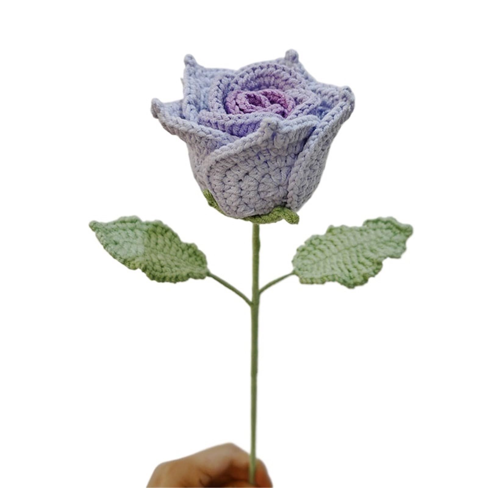 ZHSOAO Rose Crocheted Flowers For Weddings Decorations Home Decor Crochet Bouquet for Weddings Birthdays(Color2)