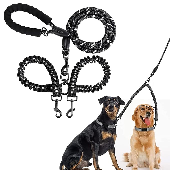 Curated visual reference: Picture Idea: Qpets Double Dog Leash Durable Reflective Dog Leash Soft Paded