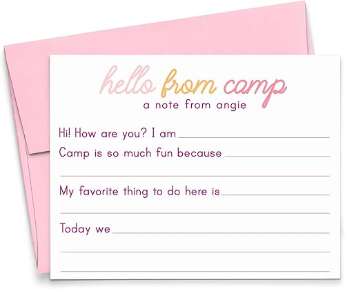 Girls Camp - Papelería en blanco personalizada para niños, tarjetas de notas planas personalizadas para niñas, papelería de campamento para niños,