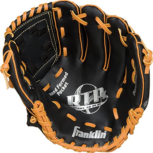 Franklin Sports RTP Teeball Performance Gloves, Black/Tan, 10"