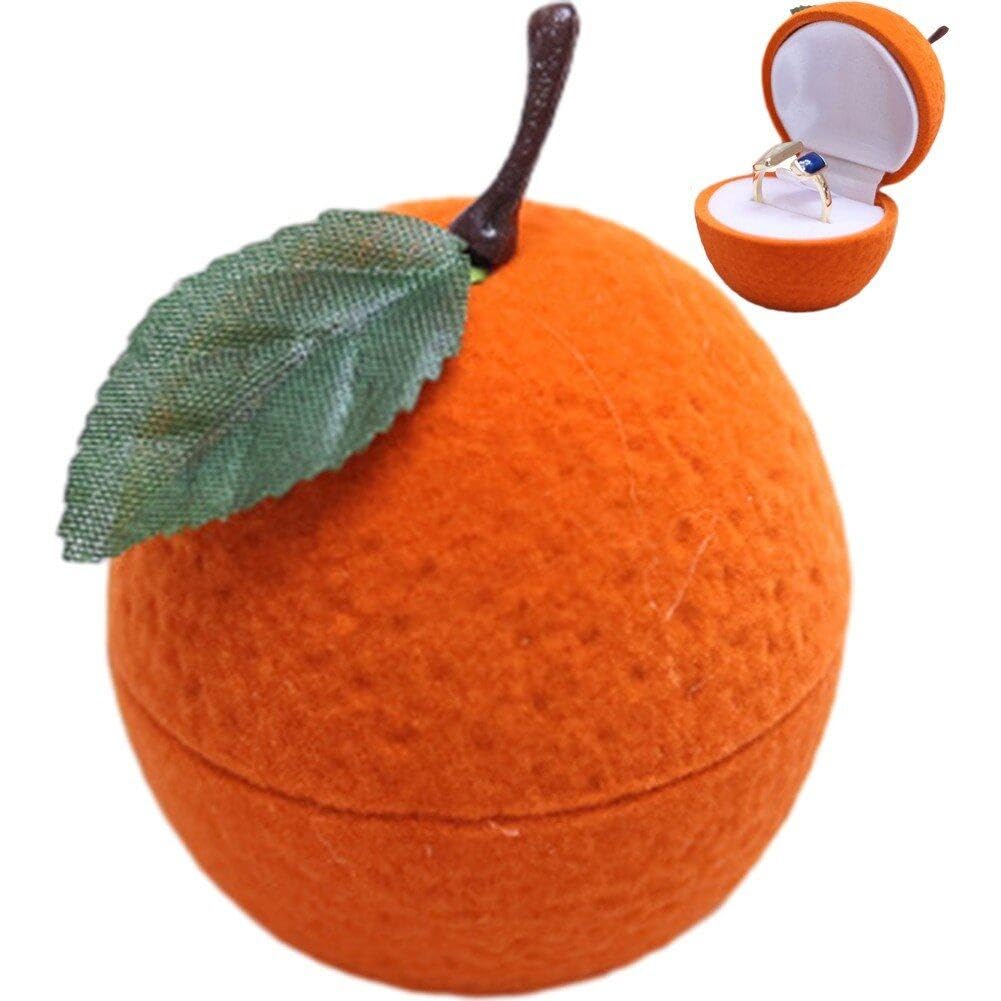 Haowul Orange Wedding Ring Box Shaped Ring Box Engagement Ring Holder For Ceremony Wedding Birthday Proposal Anniversaries