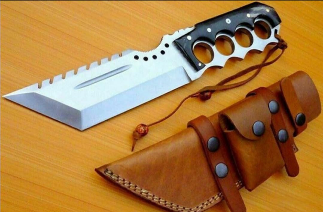 Generic EMP-049 Handmade Carbon Steel Full Tang Hunting Knife With Leather Sheath Fixed Blade Combat Knife Bushcraft Knife By Empire Industry