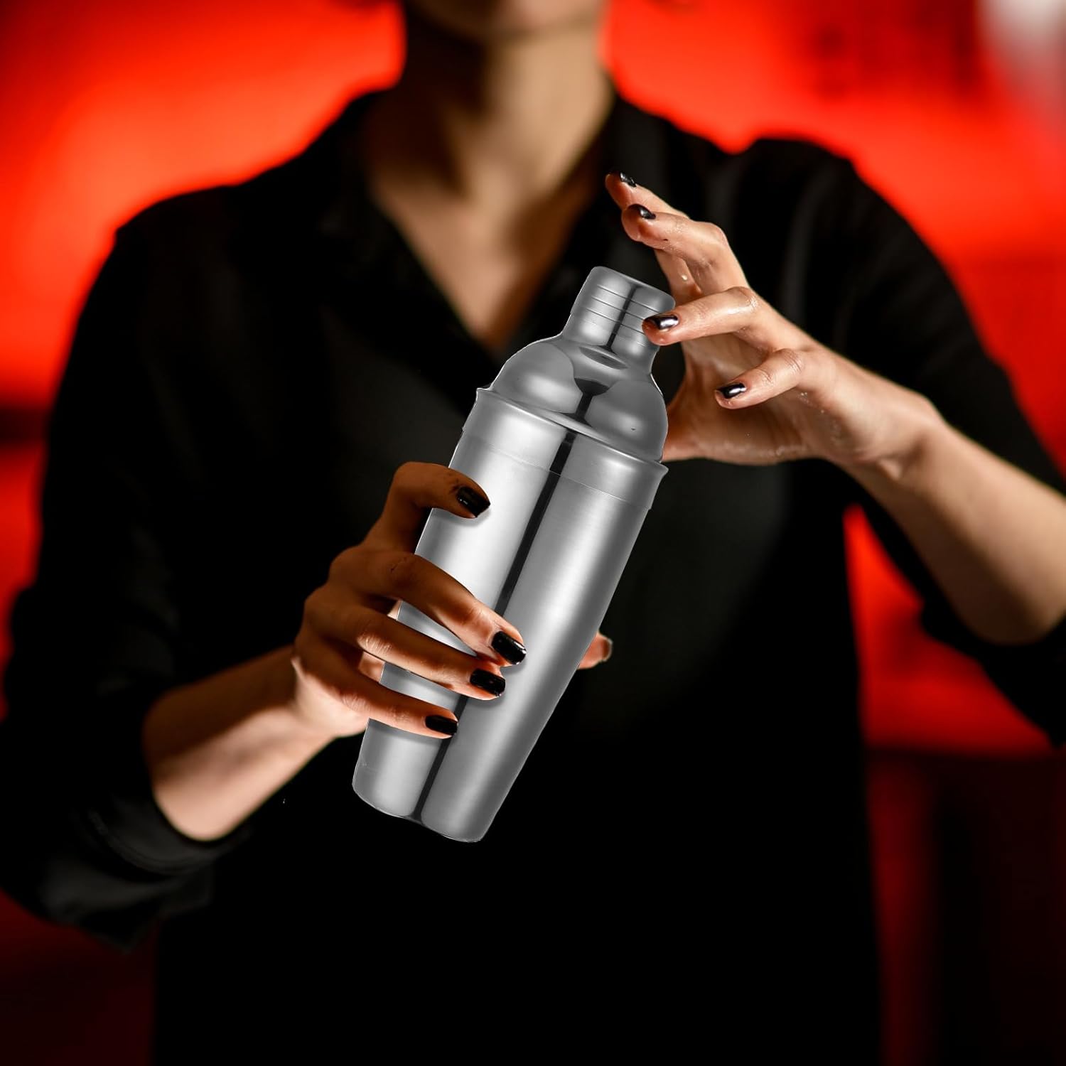 Nitial 6 Pcs Bar Cocktail Shaker Professional Stainless Steel Martini Drink Mixer with Built-in Strainer for Bartending No Leaks Boston Shaker for Bar Party Drink Mixing Tool(25 oz,Silver) - Image 5