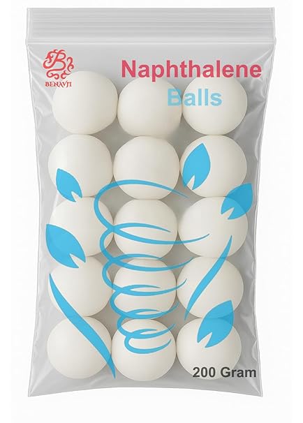 BENAVJI Naphthalene Balls | 200g | 200 GMS X 1 Packs | Insect Repellant | Ideal for Cupboards, Bookshelves and Toilets