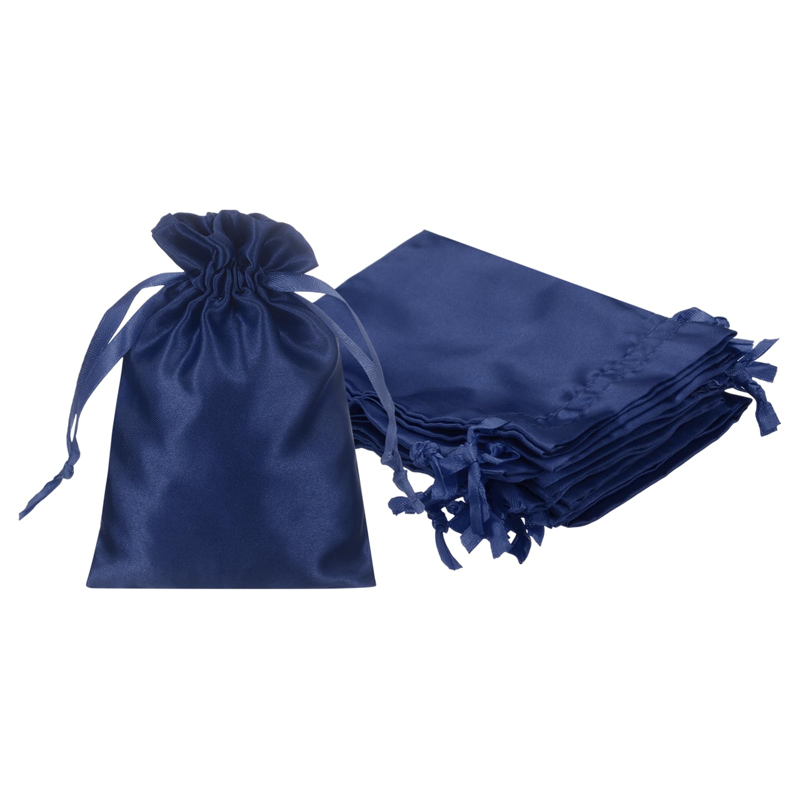 PATIKIL Satin Drawstring Favor Bags, (6" x 4", Navy Blue) (12Pcs), Satin Gift Bags Gift Pouches with Drawstrings, Suit for - Wedding/Festival/Birthday/Celebration
