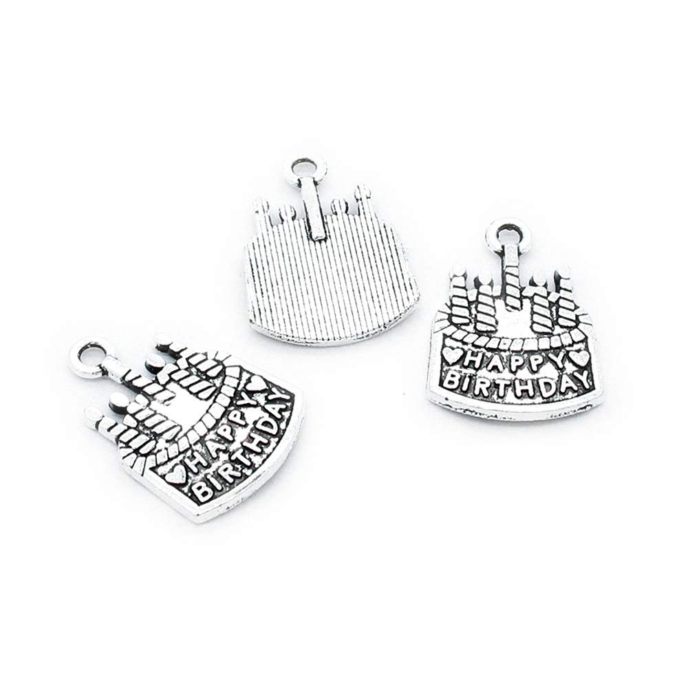 150 Pieces Antique Silver Tone Jewellery Charms Craft Art Making Crafting Beading Supplies S8MK1Y Birthday Cake