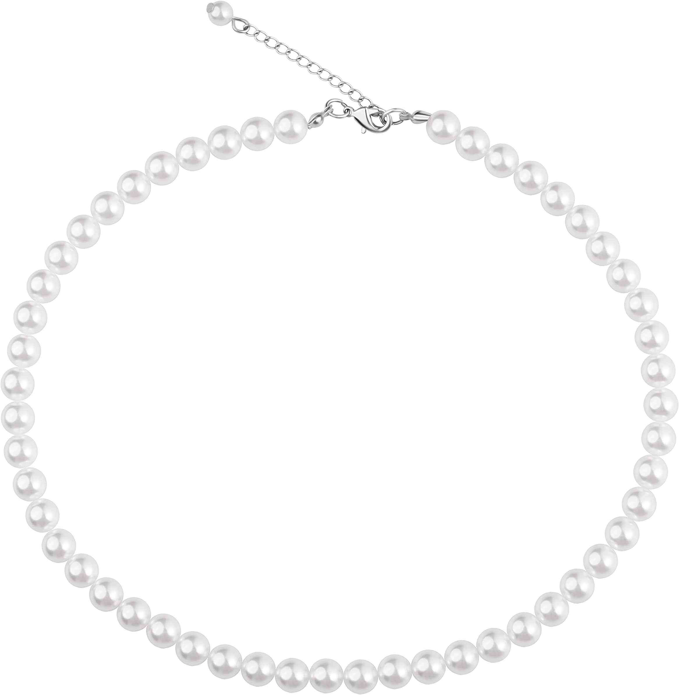 WELLKAGEImitation Pearl Necklace Wedding Pearl Necklace for Women