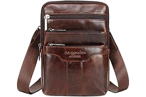 Hebetag Small Leather Sling Shoulder Bag Messenger Pack for Men Women Outdoor Travel Business