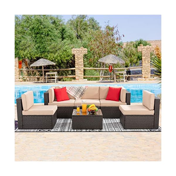 Vongrasig 6 Piece Small Patio Furniture Sets Outdoor Sectional Sofa All Weather Pe Wicker Patio Sofa Couch Garden Utmoststore Com