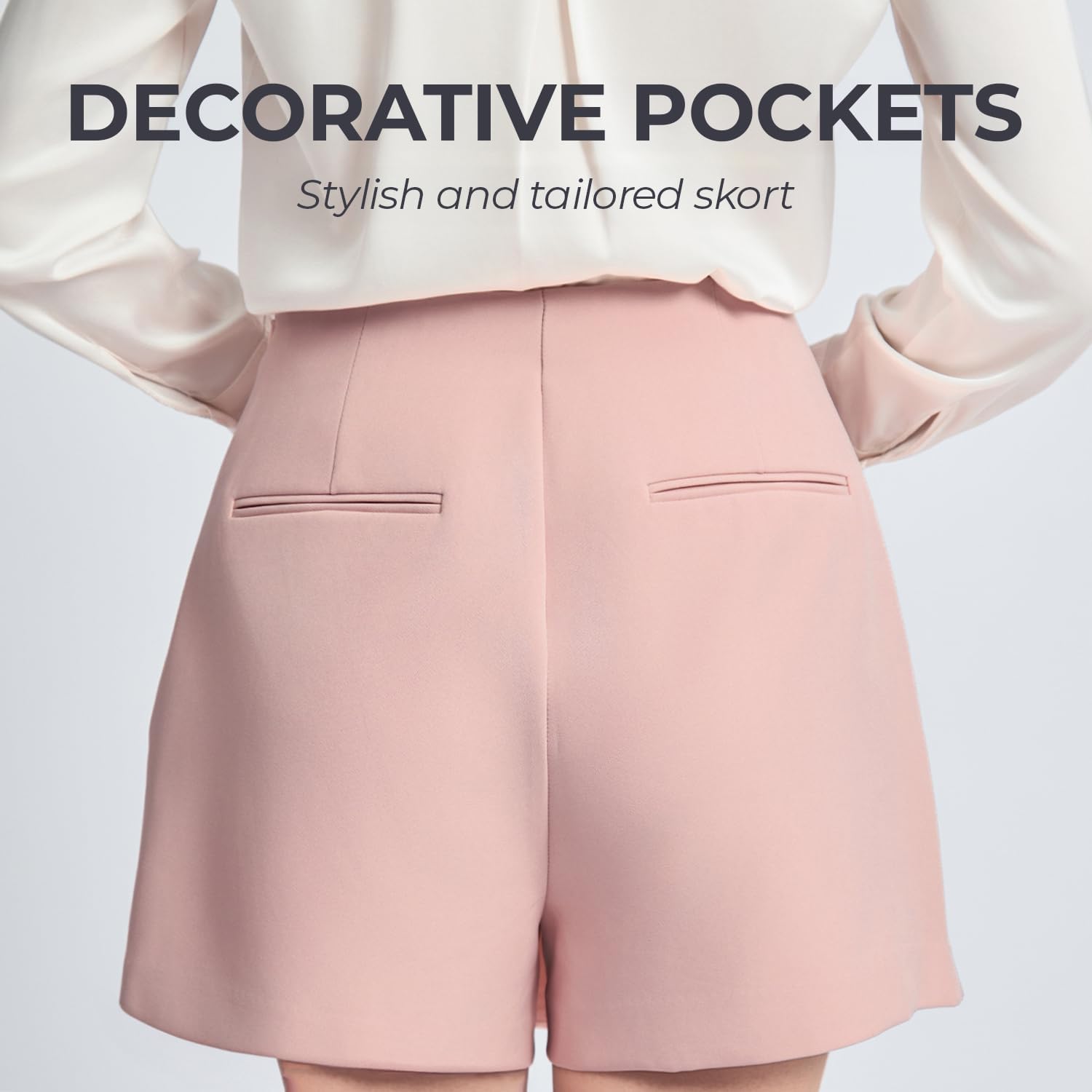 SANDY & SID Womens Skorts High Waist Slim Fit Side Zipper Pockets Trendy Summer Basic Casual Work Exercise