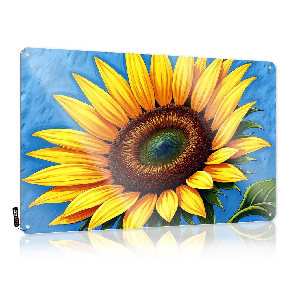 Retro Home Decor, Plaques Funny Reusable Wall Decor, Gorgeous Rustic Metal Tin Sign For Man Cave | Farm Holiday Gift Custom Sunflower In Blue Sky(20X30CM)