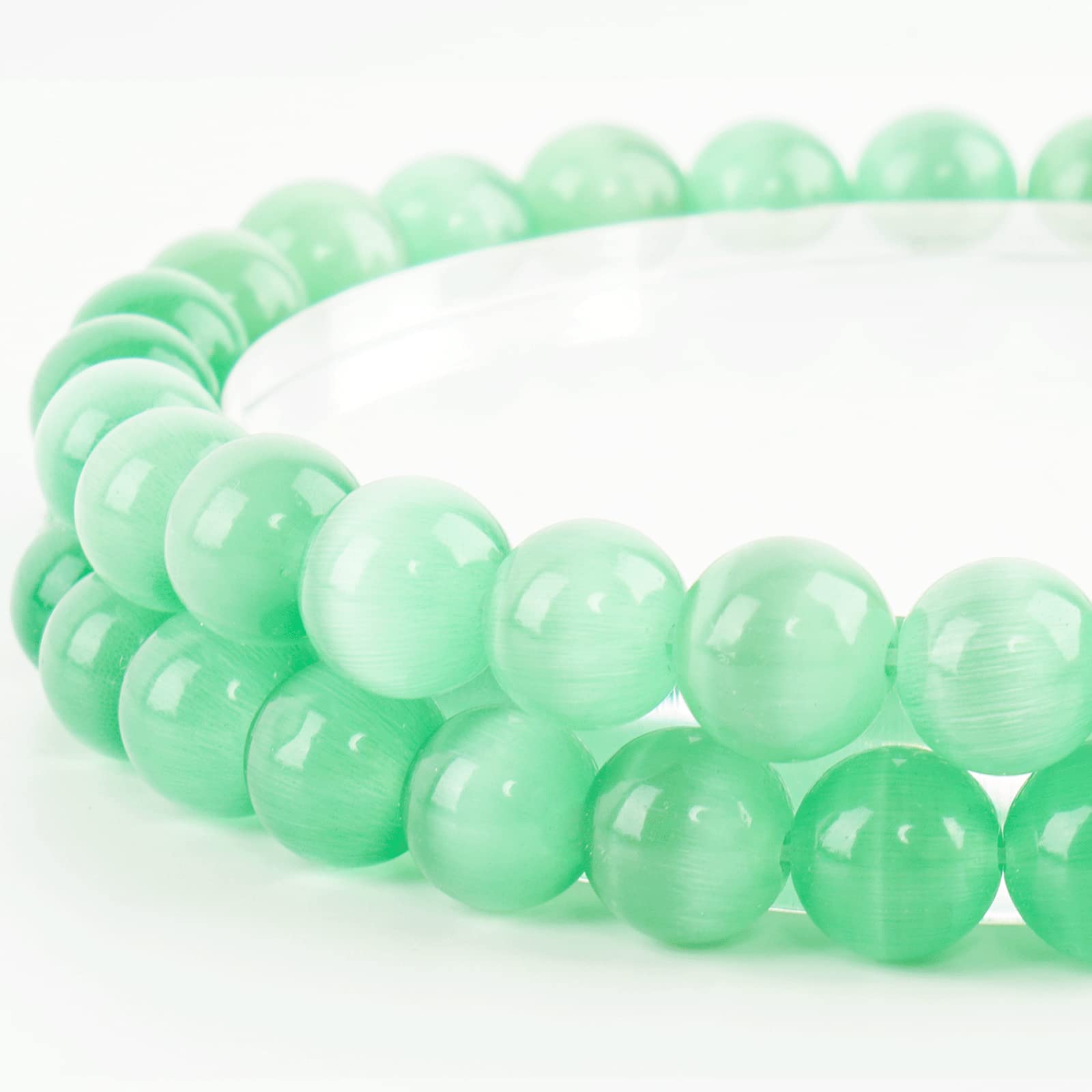 Green Cat Eye Round Beads 6mm 60Pcs for DIY Jewelry Making
