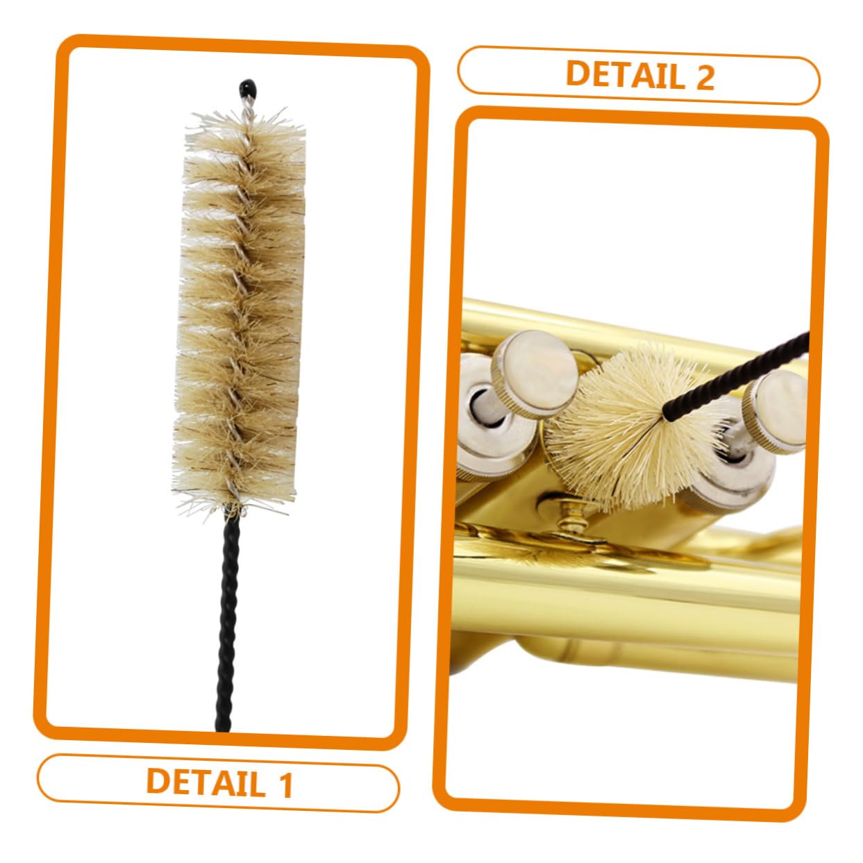 Levemolo Sax Cleaning Brush Trumpet Cleaning Brush 2 Pieces Lightweight and Portable