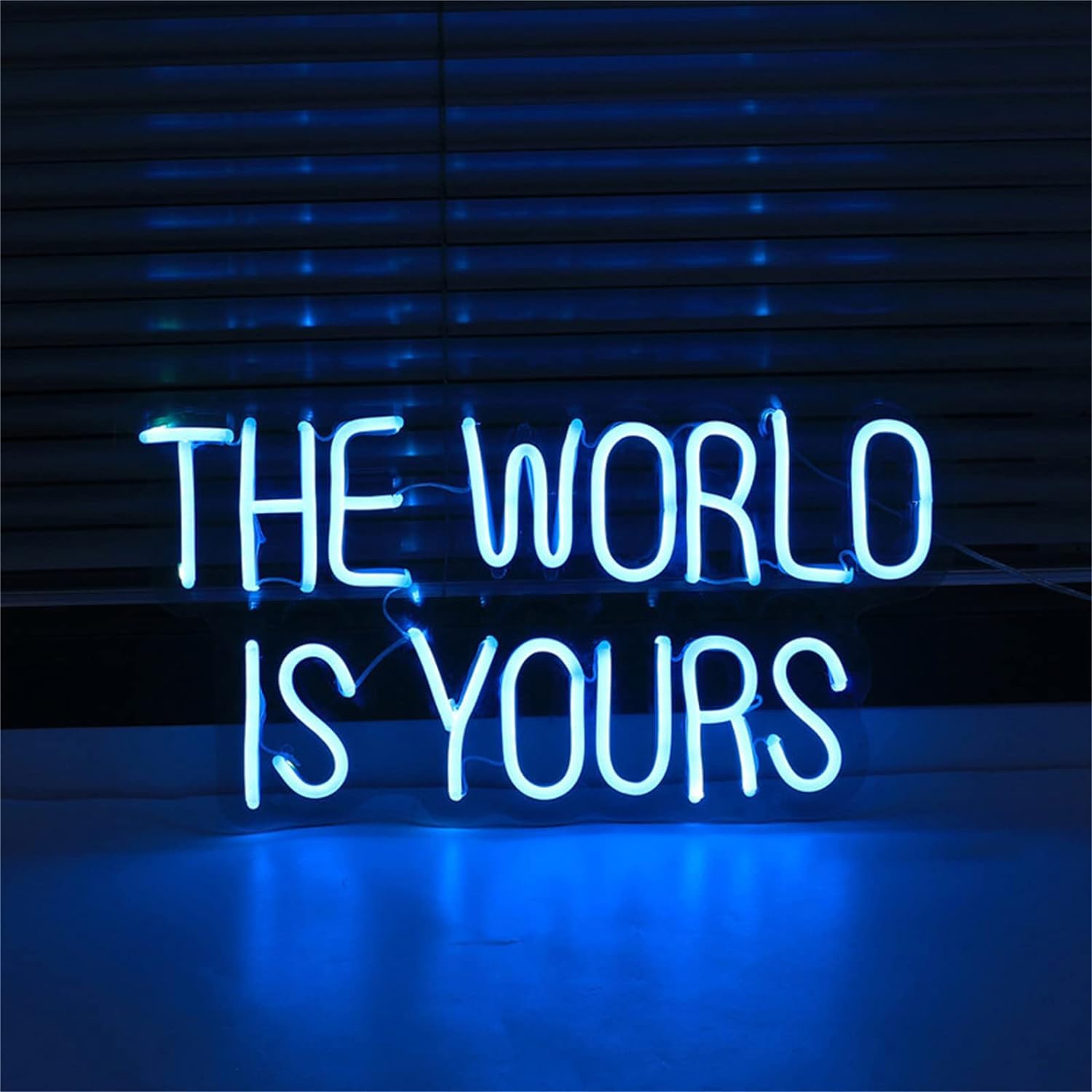 KIJyfgTR LED Neon Light Sign The World is Yours Neon Signs, Flex Acrylic Blue LED Neon Lights for Room Club Decor 40x20cm