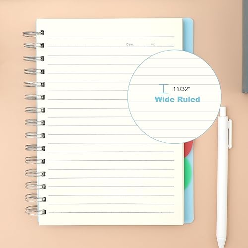 6Pcs Cuadernos De Espiral Con 10 Pestañas De Indice,A5 Papel Kraft