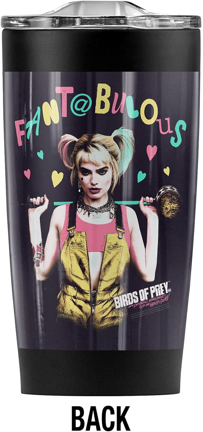 Birds of Prey Harley Quinn Fantabulous Stainless Steel Tumbler 20 oz Coffee Travel Mug/Cup, Vacuum Insulated & Double Wall with Leakproof Sliding Lid | Great for Hot Drinks and Cold Beverages