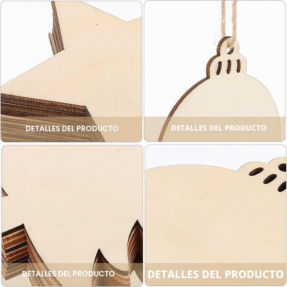 MEISHANG Adornos Arbol Navidad Madera,Decoración Arbol de Navidad Colgante de Madera-Con Cordón-Manualidades de Navidad,Adornos Navideños Adecuado para Cajas de Regalo Decorativas,árboles de Navidad