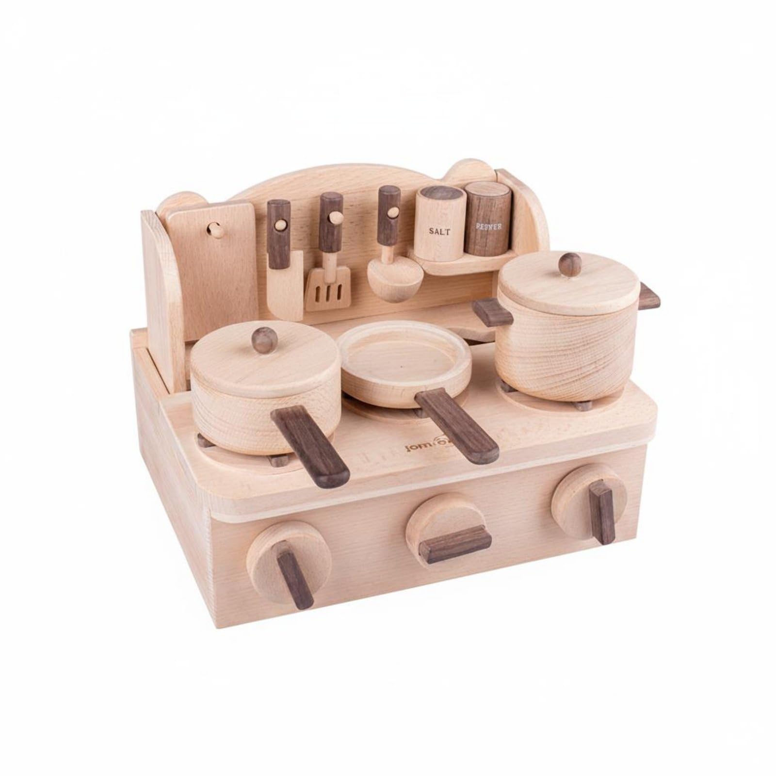 Cucina Giocattolo in Legno per Bambini Cucina Finta Mini Cucina Piano Cottura Pentole Utensili Barattoli Spezie Aspetto Classico in Legno Adatta per Gioco Creativo Casa Centro Infanzia Regali