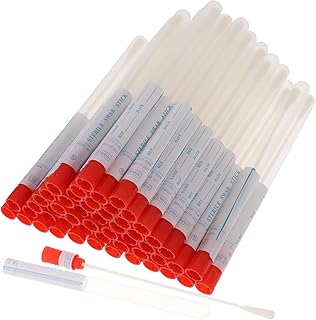 EXCEART 50 Sets Nasopharyngeal Specimen Flocked Swab Nasal Swabs Sterile Individually Wrapped Nylon Flocking Tip Flocked Swab with Tube and Labels for Sampling（Random Color）