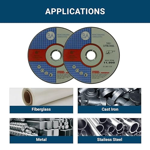 Miniatura 2 de Benchmark Abrasives Rueda de corte fino de calidad de óxido de aluminio de 6 pulgadas para metal y acero inoxidable de 0.045 pulgadas de grosor de