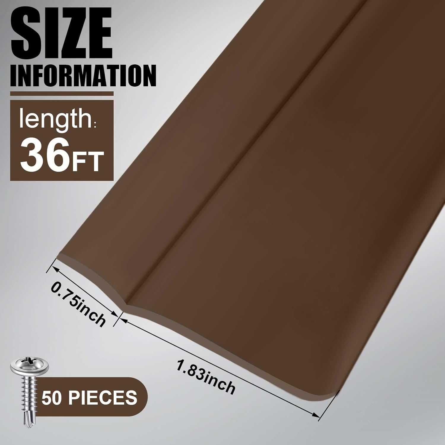 Pangda 36 ft Garage Door Top and Side Seal PVC with 50 Screws Garage Door Seals Weatherproofing Seal Strip Insulation Universal Sealing Professional (Brown)
