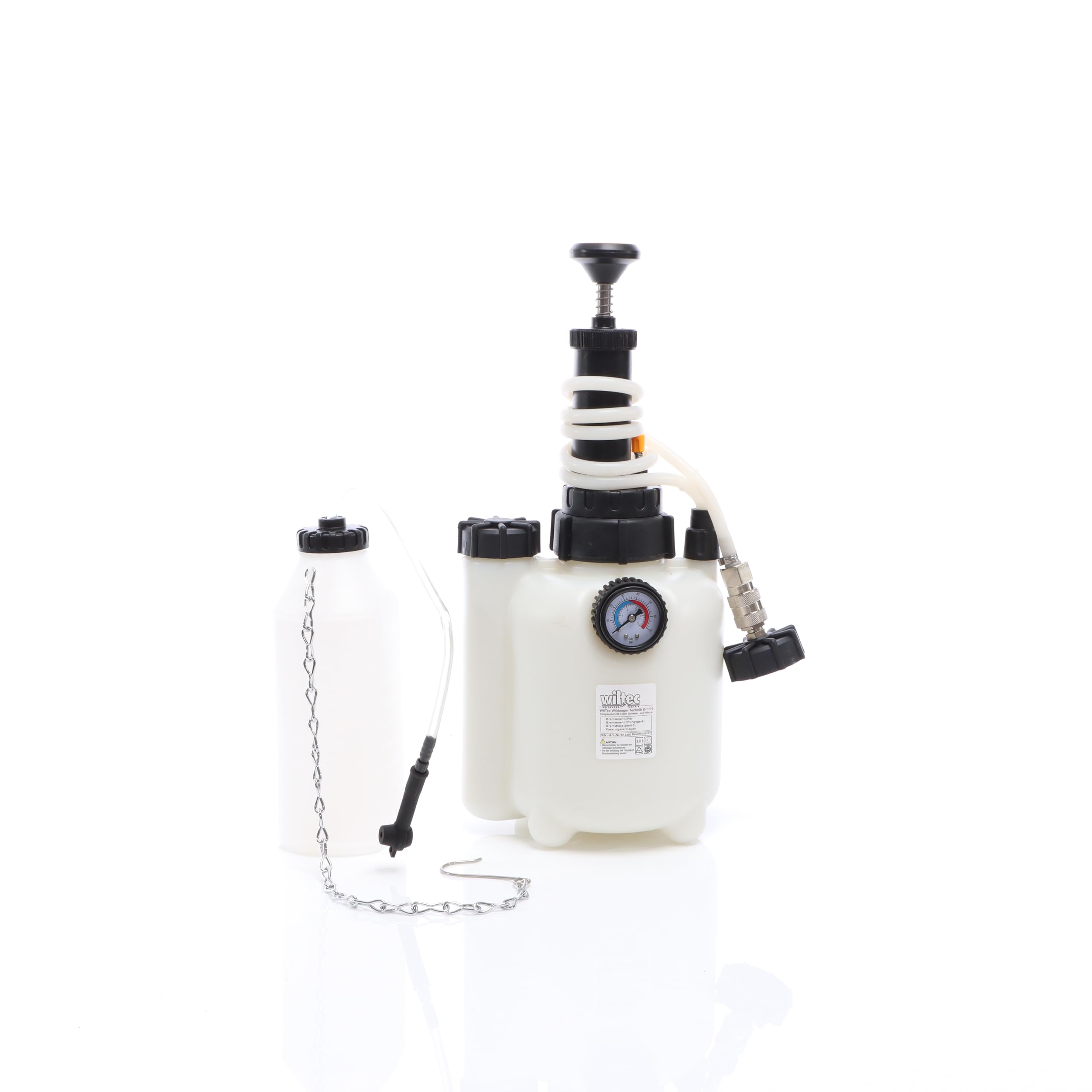 WilTec Purgador de Frenos 3l + 1l Dispositivo de Sangrado de Frenos con contenedor de succión