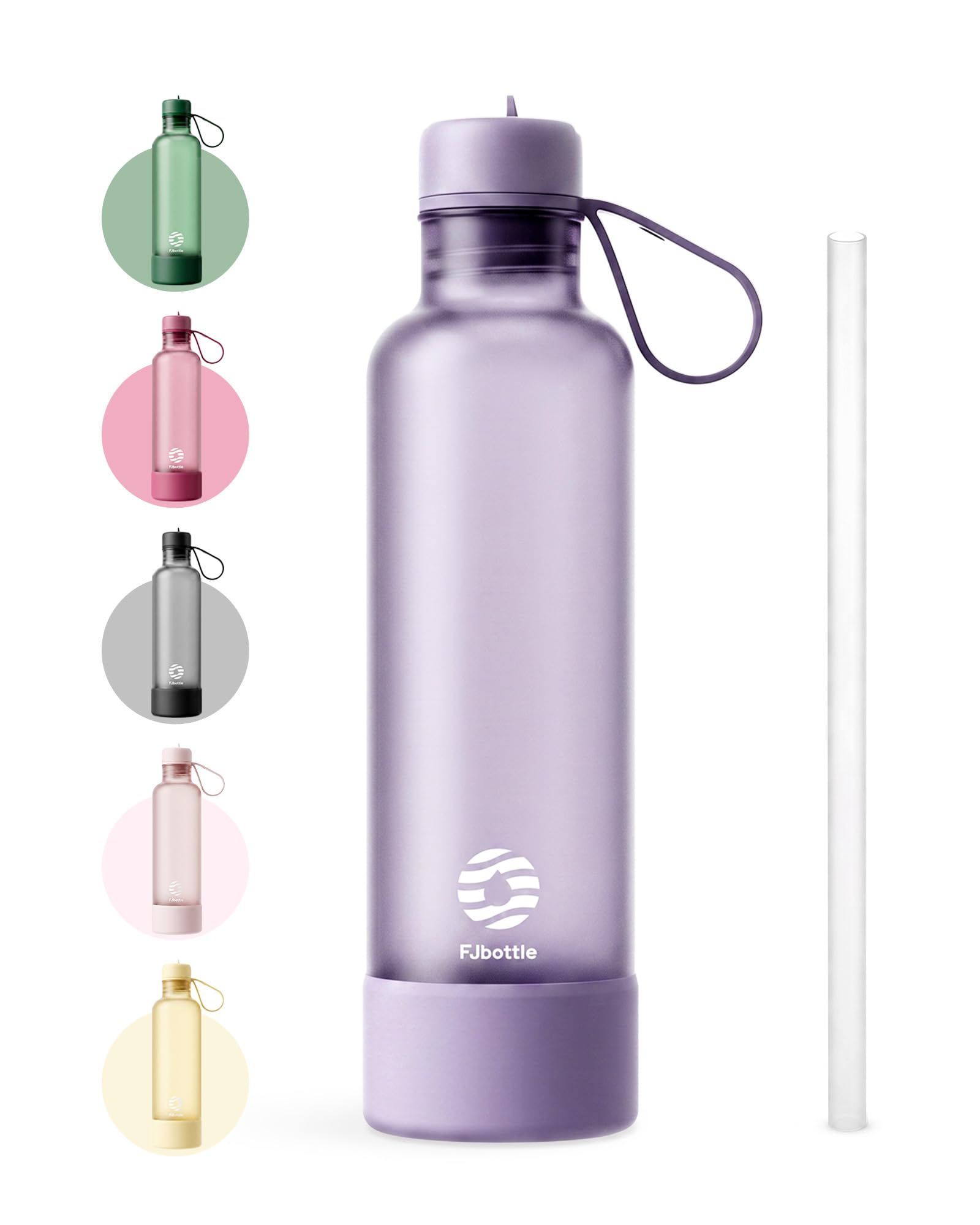 Fjbottle Borraccia Sportiva 1L con Cannuccia e base in silicone | Leggera da 211 g, senza BPA/senza perdite, con base in silicone, ideale per palestra, scuola e ufficio