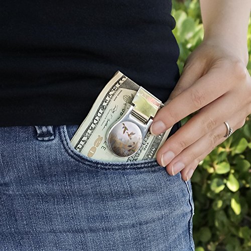 Green-Winged Teal Ducks Taking Flight Hunters Hunting Satin Chrome Plated Metal Money Clip2