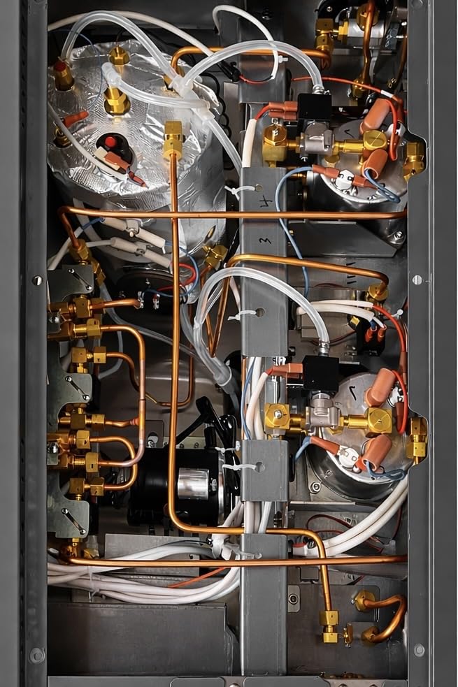 Image of Commercial 2-Group Volumetric Espresso Machine for Restaurant and Cafe Use, Stainless Steel and Copper Construction, 220V, Dark Gray