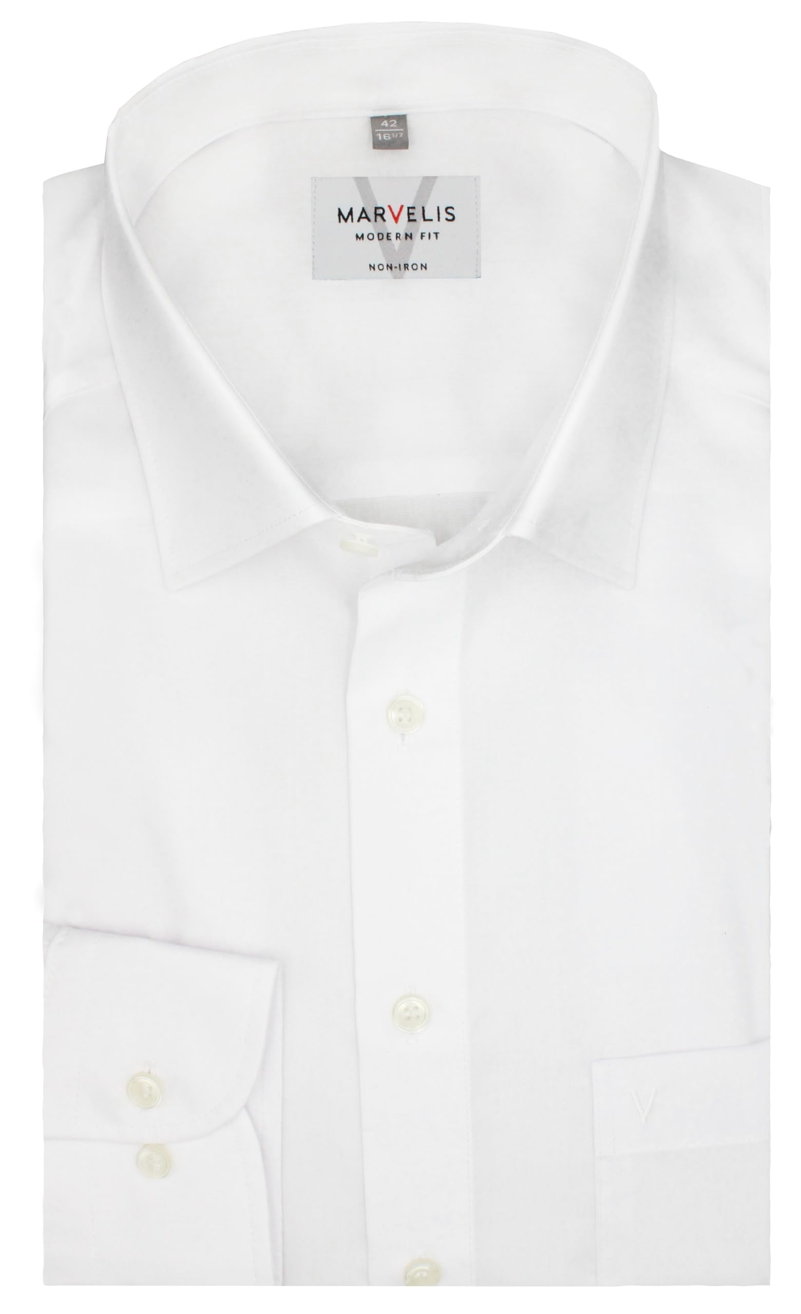 Marvelis Hemd Modern Fit | Extra Langer Arm 69cm | New Kent Kragen | Bügelfrei, Knitterfrei | Reine Baumwolle