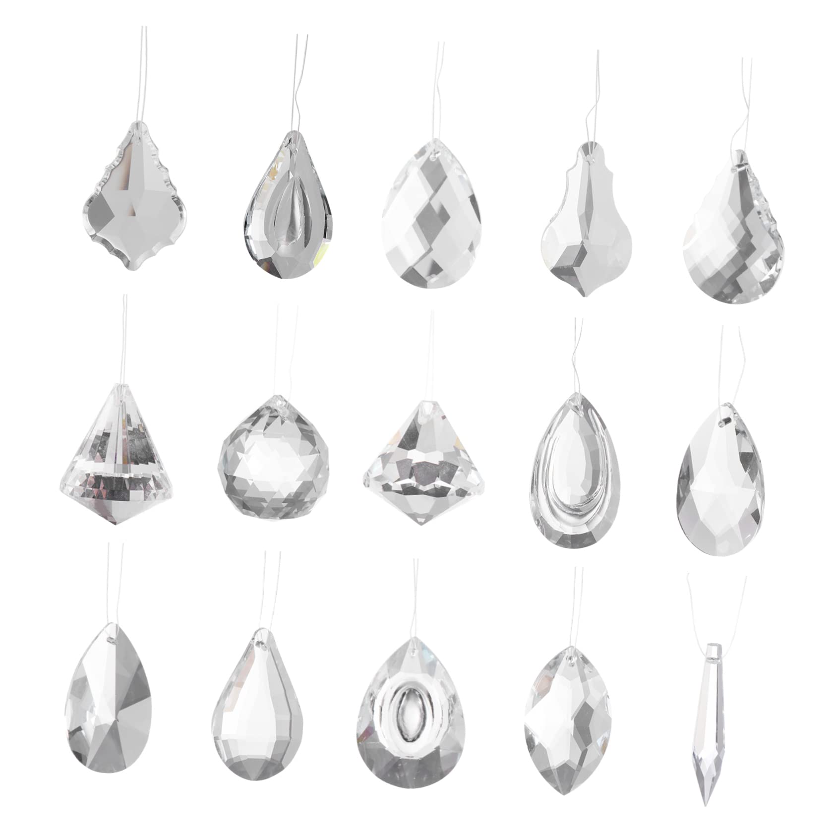 15st Kristall-anhänger Autozubehör Prismenanhänger Suncatcher Prismenbälle Prismen Anhänger Klare Tropfenperlen Hängende Kristalle Für Tafelaufsätze Weißer Kristall Transparent