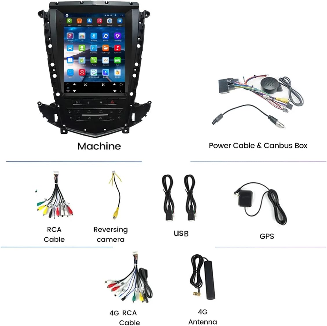 9.7" CarPlay Screen for Cadillac SRX 2009-2012, Wireless Android Auto Multimedia Car Radio Receiver