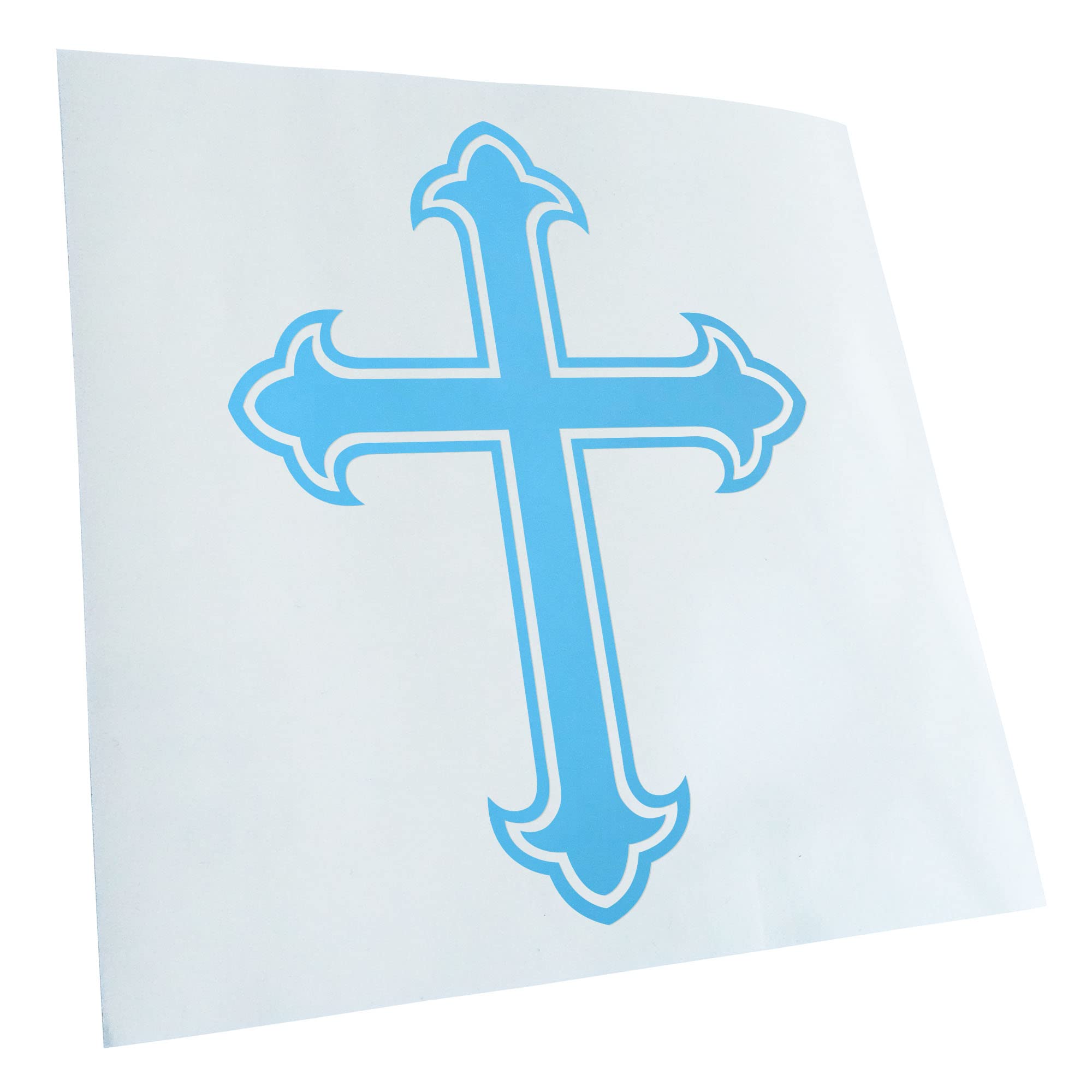 Kiwistar - Car Sticker - Light Blue - 40 x 31 cm Lily Cross - Knight's Cross - Old Cross - Rear Window Car Sticker Weatherproof for Car Truck Moped Truck - Sticker Exterior Self-Adhesive Tuning