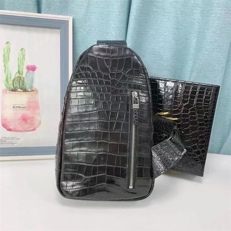 Authentic Exotic Crocodile Belly Skin Men's Casual Chest Bag Messenger Bag Genuine Real Alligator Leather Male Crossbody Bag3