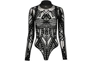 Gothic Witchy Black Mesh Velvet Long Sleeve Thistle and Spire Bodysuit